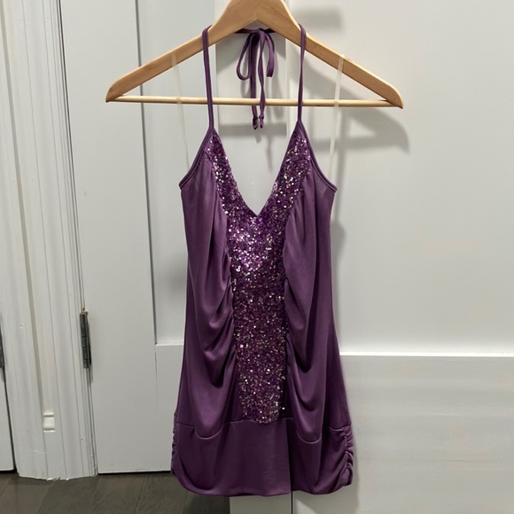 Y2K Vintage Charlotte Russe Sequin Halter Tank Top Size S - Picture 2 of 6